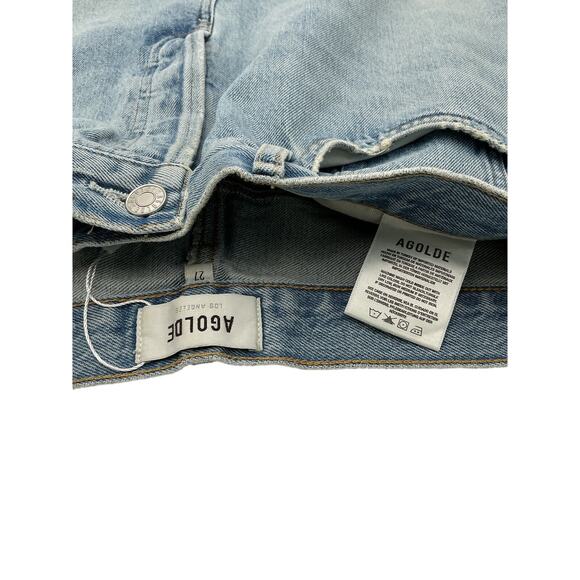 Agolde 'Parker' Blue Cotton Angled Hem Skirt Size 27 - Picture 4 of 4